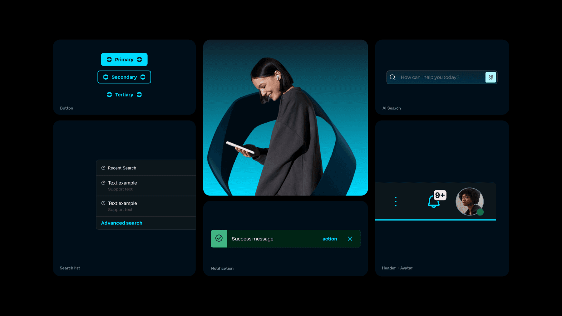 Animalia components — dark mode